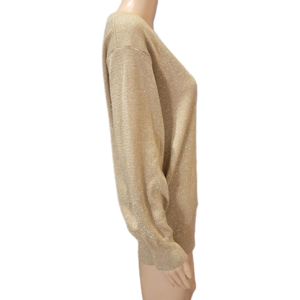 Rochelle California Vintage Knit Button Up Cardigan Shimmer Gold Small - Picture 3 of 5
